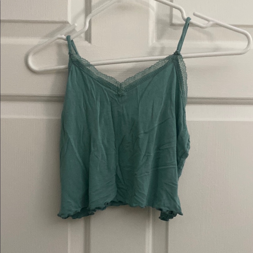 Teal Lace Trim Cami Top